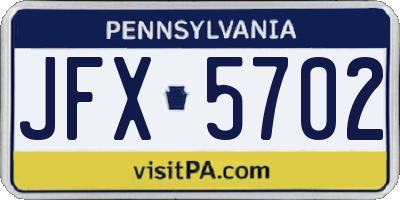 PA license plate JFX5702