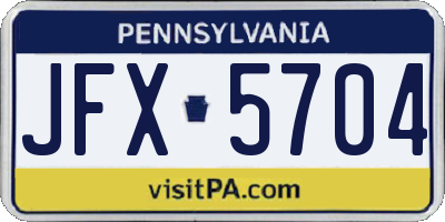 PA license plate JFX5704