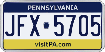 PA license plate JFX5705