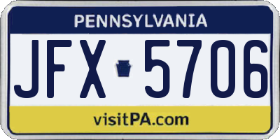 PA license plate JFX5706