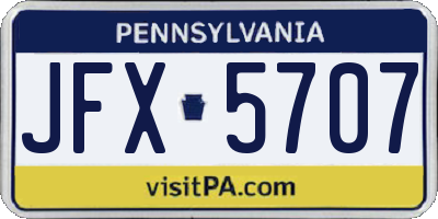 PA license plate JFX5707