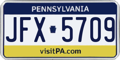 PA license plate JFX5709