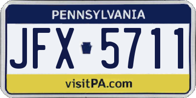 PA license plate JFX5711