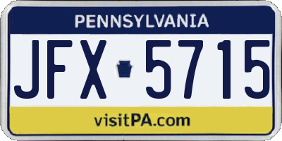 PA license plate JFX5715