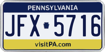 PA license plate JFX5716