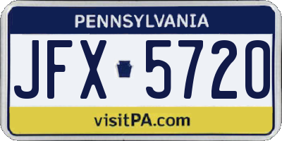 PA license plate JFX5720