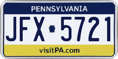PA license plate JFX5721