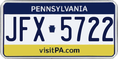 PA license plate JFX5722