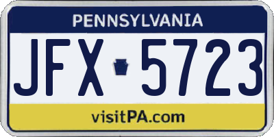 PA license plate JFX5723