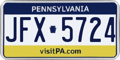 PA license plate JFX5724