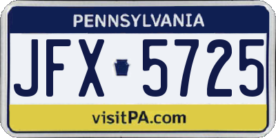 PA license plate JFX5725