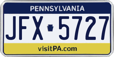 PA license plate JFX5727