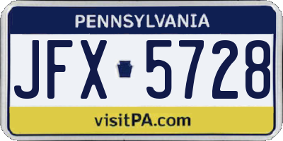PA license plate JFX5728