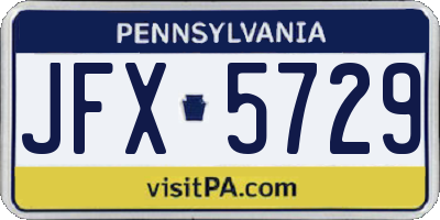 PA license plate JFX5729
