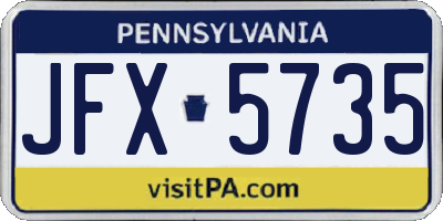 PA license plate JFX5735