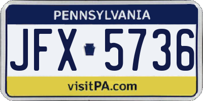 PA license plate JFX5736
