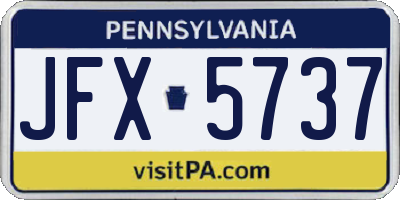 PA license plate JFX5737