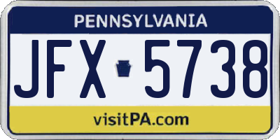 PA license plate JFX5738