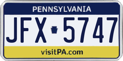 PA license plate JFX5747