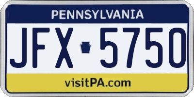 PA license plate JFX5750