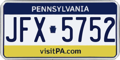 PA license plate JFX5752