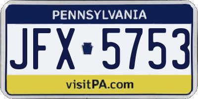 PA license plate JFX5753