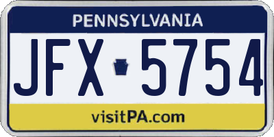 PA license plate JFX5754