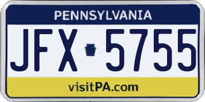 PA license plate JFX5755