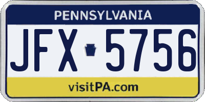 PA license plate JFX5756
