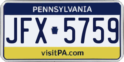 PA license plate JFX5759