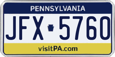 PA license plate JFX5760