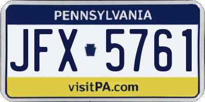PA license plate JFX5761