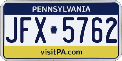 PA license plate JFX5762