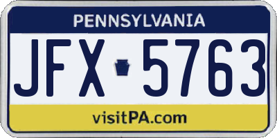 PA license plate JFX5763