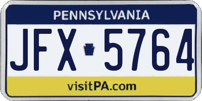 PA license plate JFX5764