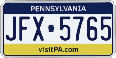 PA license plate JFX5765