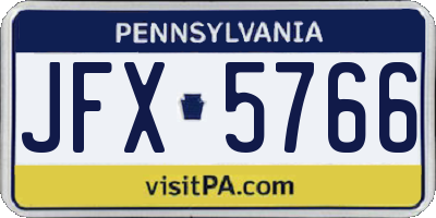 PA license plate JFX5766
