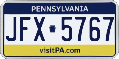 PA license plate JFX5767