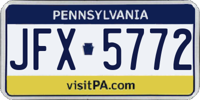 PA license plate JFX5772