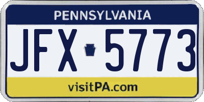 PA license plate JFX5773