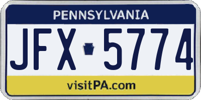 PA license plate JFX5774