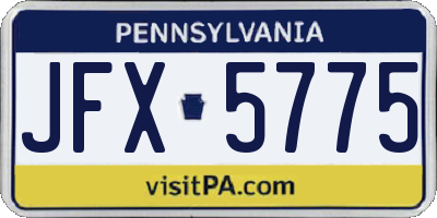 PA license plate JFX5775
