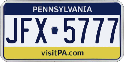 PA license plate JFX5777