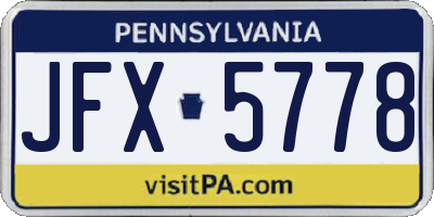 PA license plate JFX5778