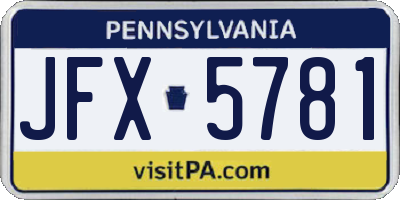 PA license plate JFX5781