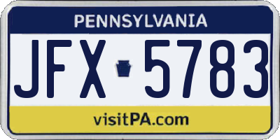 PA license plate JFX5783