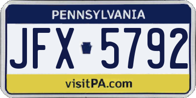 PA license plate JFX5792