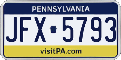 PA license plate JFX5793