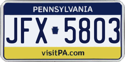 PA license plate JFX5803