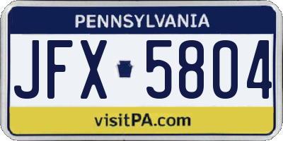 PA license plate JFX5804
